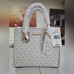 Michael Kors Mercer White and Gold Crossbody Bag